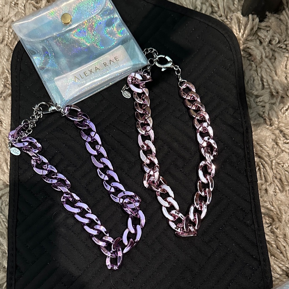 Alexa Rae Barbie Pink and Purple Acrylic Chain Necklace Set